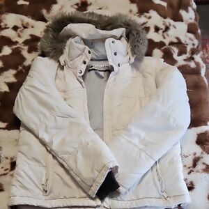 Columbia Ivory Jacket with Faux Fur Hood